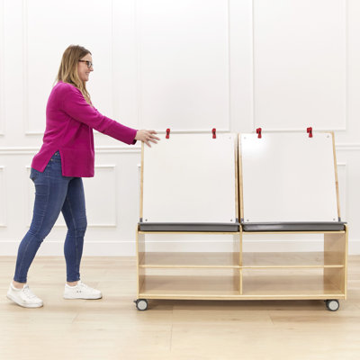 ECR4Kids Double-Sided Mobile Art Easel with Storage and Clips, Classroom Supplies
