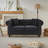 FX 63.5" Modern Design Chesterfield Sofa, Velvet Sofa Button Design Living Room Sectional Sofa, Button Tufted With Nail Design Arms With 2 Pillows, Upholstered Fabric And Wood Legs-2120087223