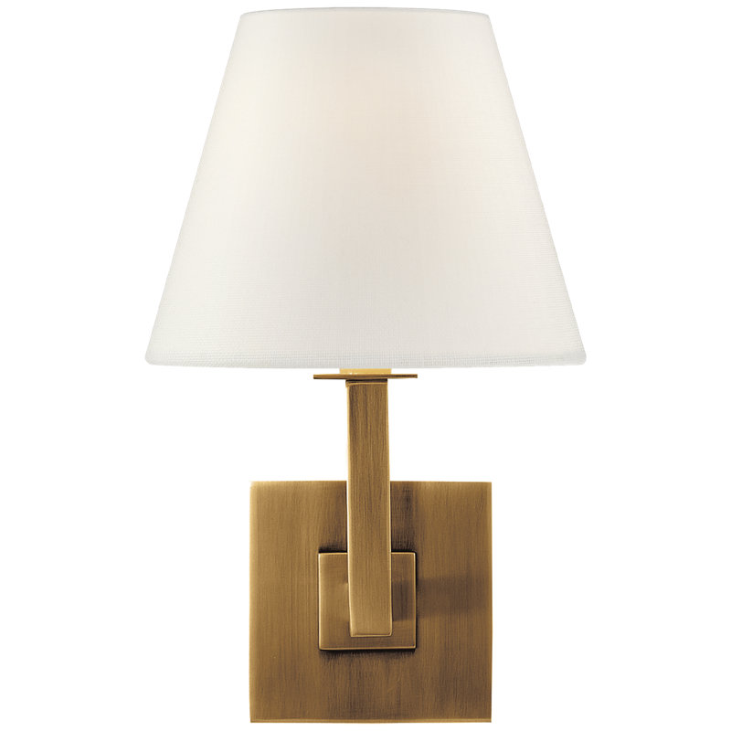 Architectural 1 - Light Armed Sconce, Hand-Rubbed Antique Brass, Fabric