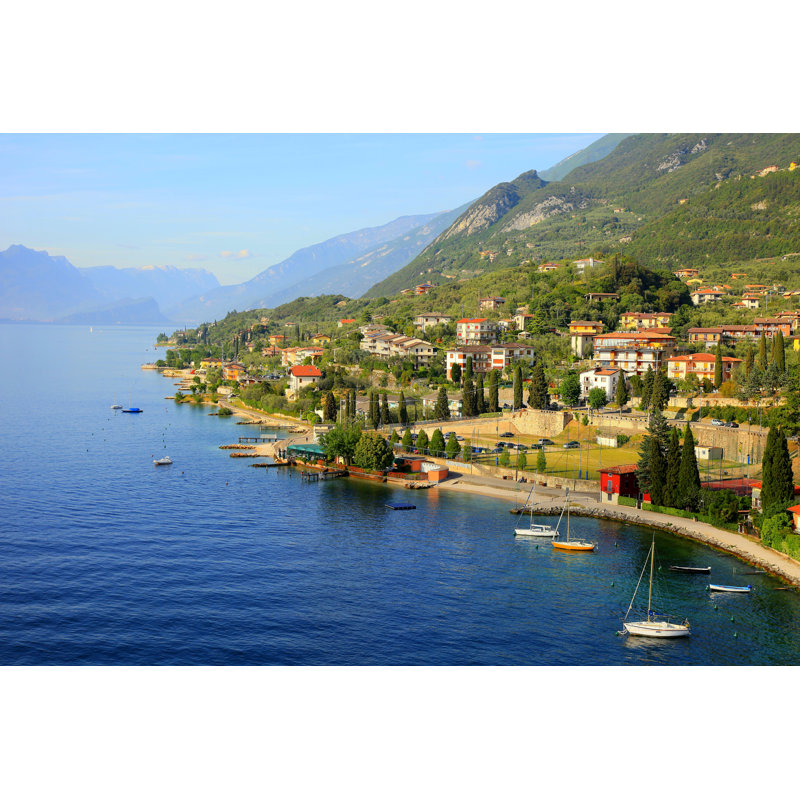 Italian Lake Garda Paradise Panorama Sunset by Agustavop - No Frame Art Prints on Canvas, 61cm H x 91cm W