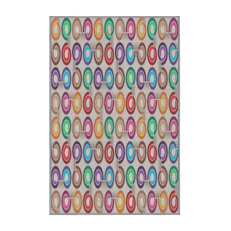 Tapis gris motif/orange/jaune, Rectangulaire 8 pi x 12 pi