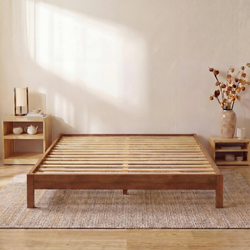 Solid Wood Signature Platform Bed, Full, Cherry Finish, No Box Spring Needed, Easy Assembly, Cherry, Frame only, Full