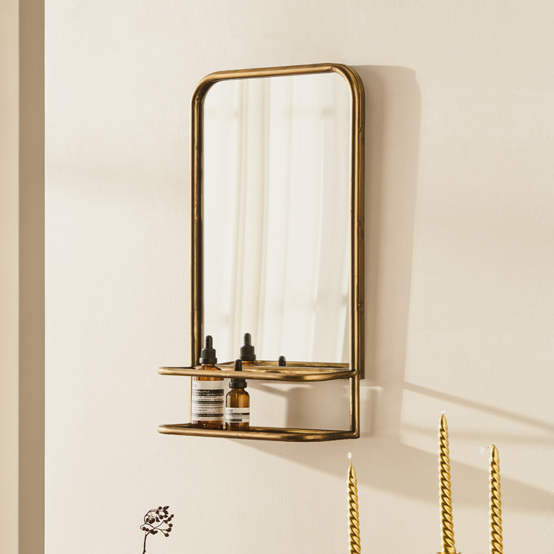 Metal Rectangle Mirror with Shelves
