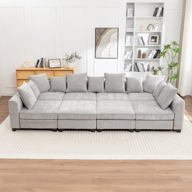 Canapé-lit modulaire 8 pièces Bennett, Gris chenille