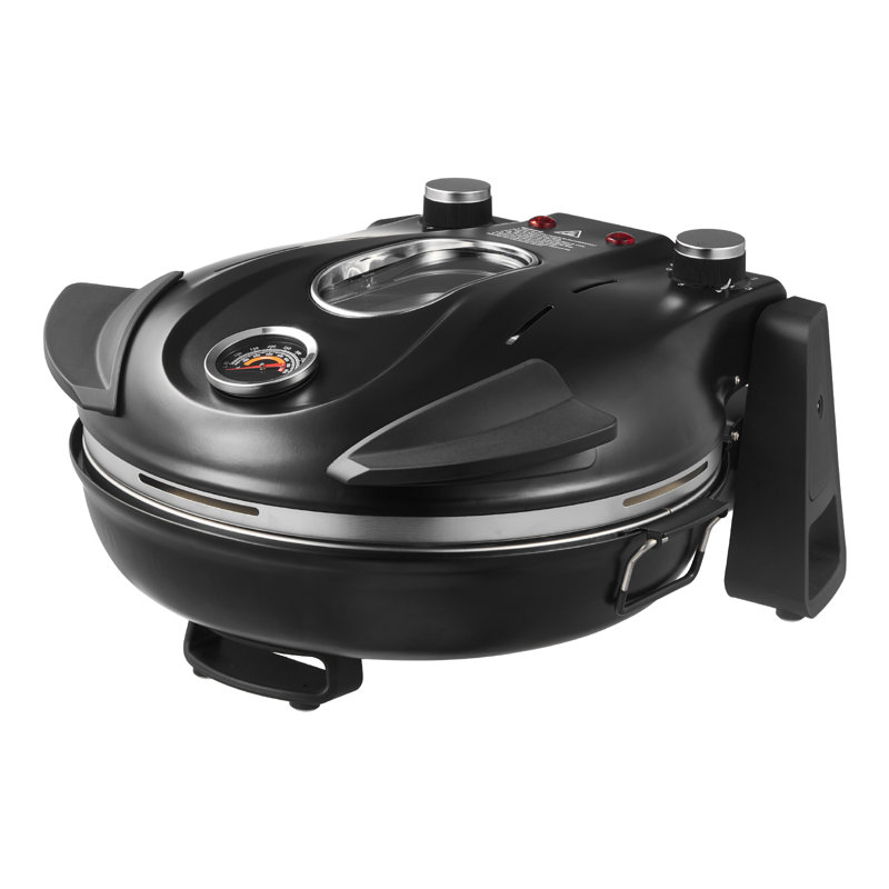 Four à pizza électrique de 30 cm (12 pouces), 1200 W, avec pierre en cordiérite, 5 modes de contrôle de la température, fenêtre de visualisation pour une cuisson précise, chauffe jusqu'à 413 °C (788 °F), pour la maison (rouge)