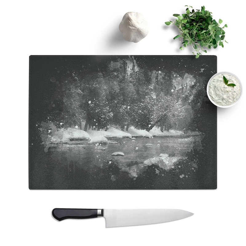 Winter Forest and Lake Chopping Board, 20cm W x 28.5cm L
