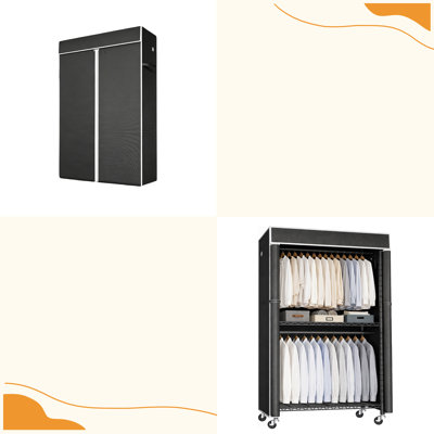 Portant à vêtements autoportant avec housse anti-poussière, placard à vêtements suspendu en métal avec tablette de rangement, crochets latéraux et roulettes, organisateur de garde-robe portatif pour le rangement de la chambre à coucher