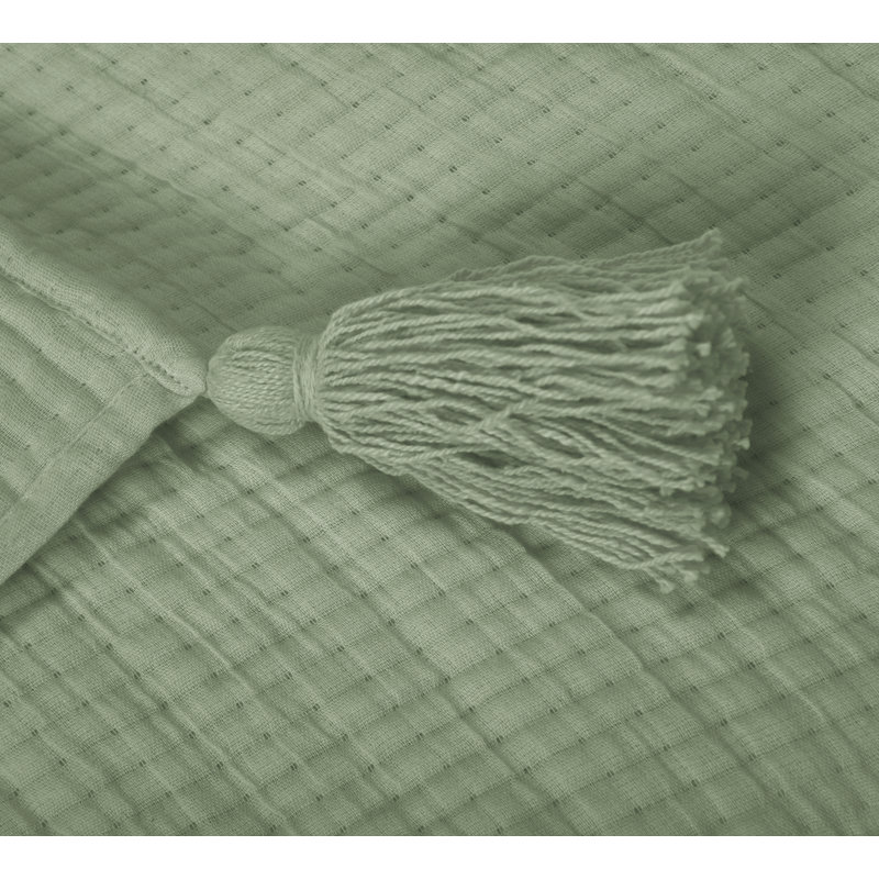Jeté 100% coton, Vert sauge