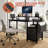 47.3"Office Desk With Power Outlet,2 Monitor Stands,2 Drawers,Side Pocket,Easy To Assemble,Frame Stability Reversible,Use For Home Desk, Computer Desk, Game Table-892776112