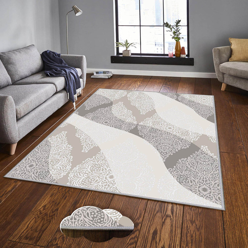 Tapis 100% polyester de qualité supérieure à impression numérique 3D, 4,0 po x 5,9 pi, hauteur des poils: 0,3 po, 650 g / m² | Antibactérien, antidérapant sous la surface | Lavable à la machine, idéal pour le salon, la chambre à coucher et les espaces pour enfants