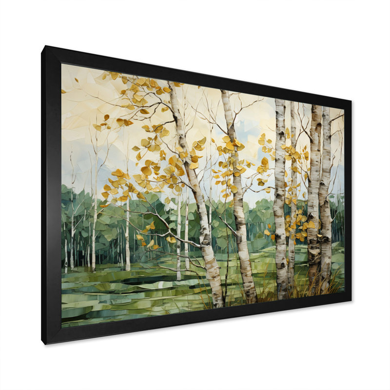 «Birch Tree Whispers Landscape I», reproduction sur toile, H 24 po x l 32 po x P 1 po, Cadre photo noir