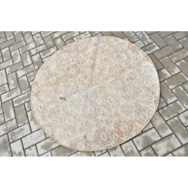 Tapis turc rond fait à la main avec un design artisanal unique pour un superbe décor de maison
