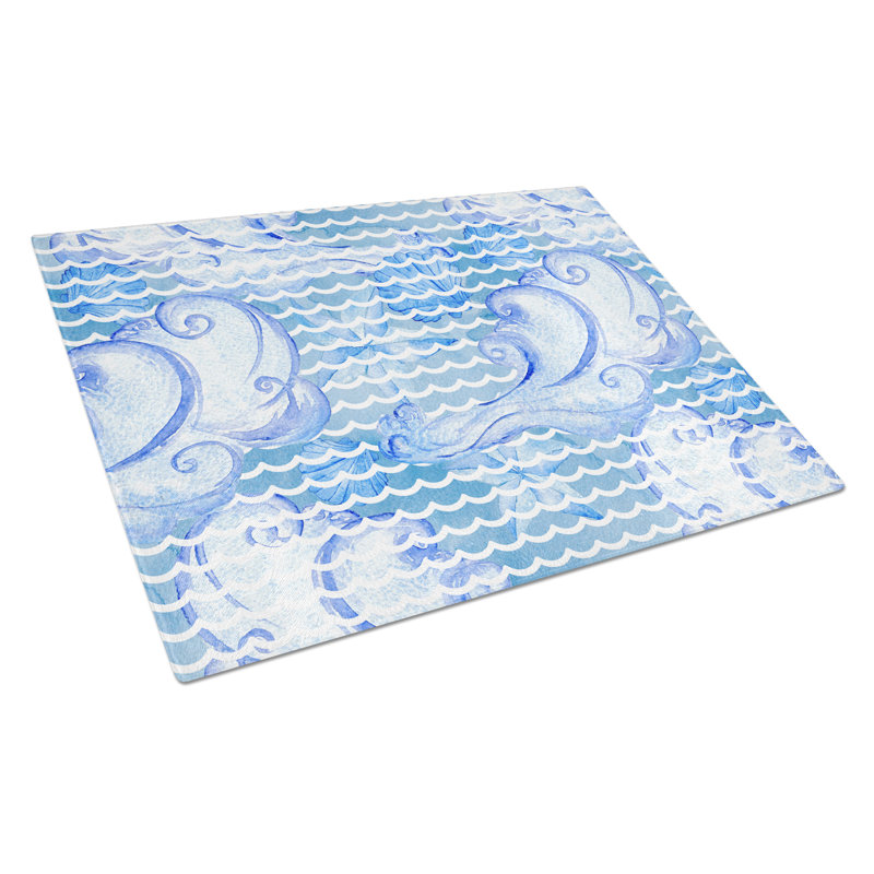 Planche à découper vagues de plage en verre trempé caroline