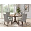 L'ensemble de table de salle à manger 5 pièces comprend une table de salle à manger avec plateau de table en marbre de sable ondulé et 4 chaises en tissu de polyester gris clair, acajou-365539096-365539301