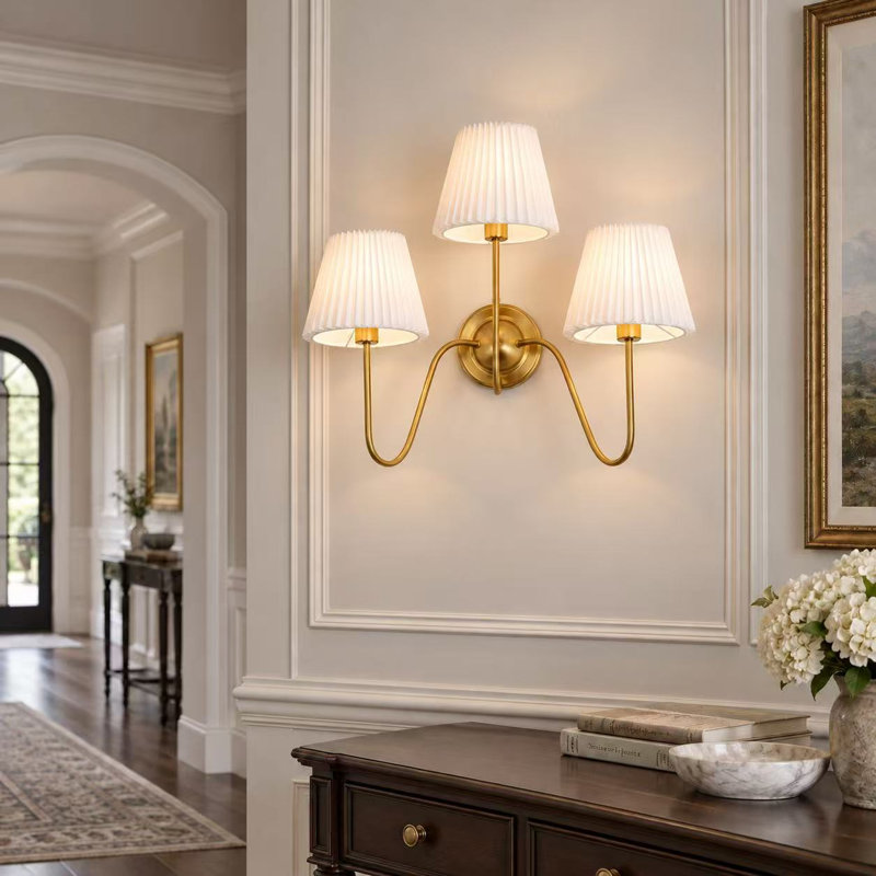 3-Light Traditional Pleated Fabric Wall Sconce