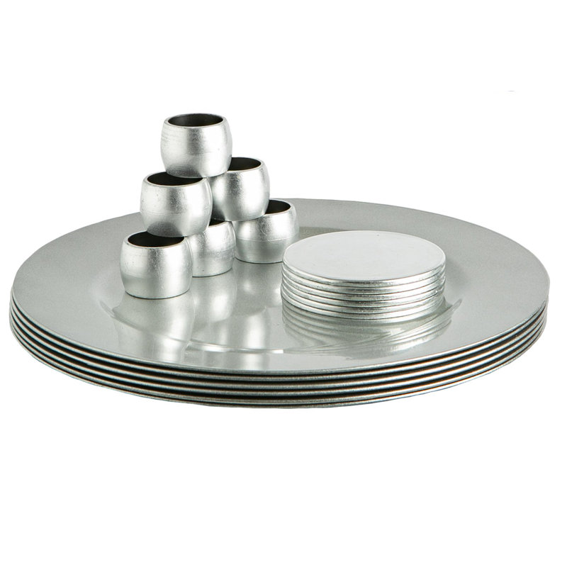 Argon Tableware - Metallic Charger Plates Set - 18 Pieces, Silver