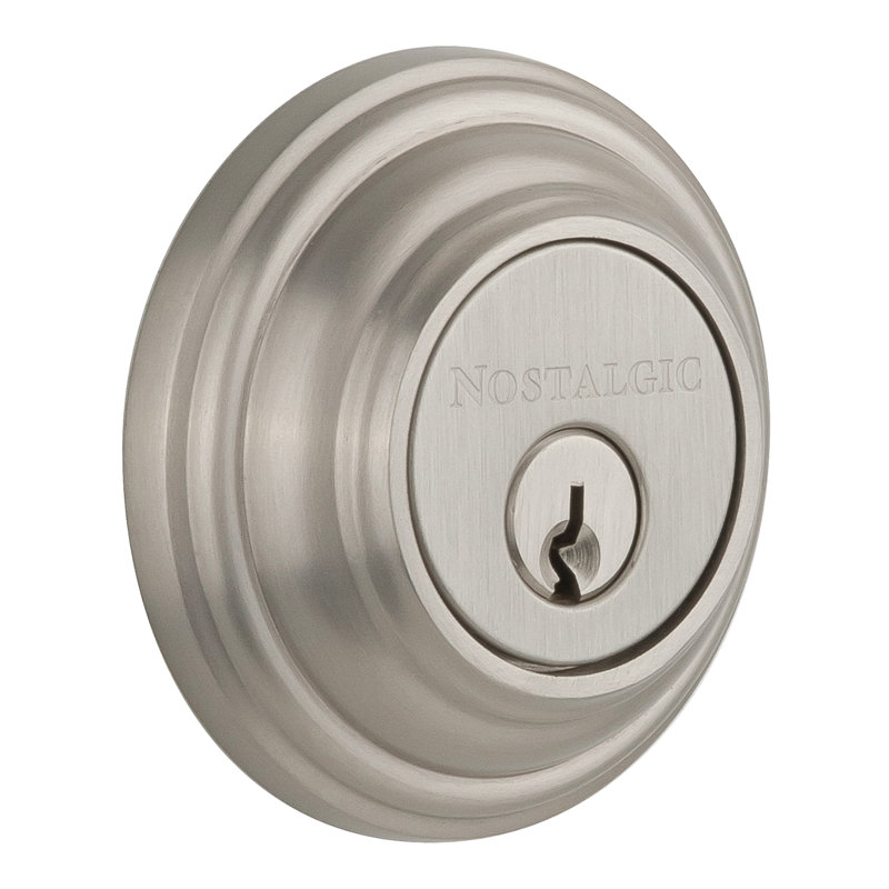 Nostalgic Warehouse Classic Rosette Double Cylinder Deadbolt, Satin Nickel