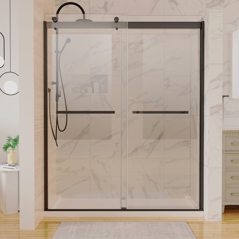 Shower Door In Matte Black With 5/16 " (8 Mm) Clear Glass