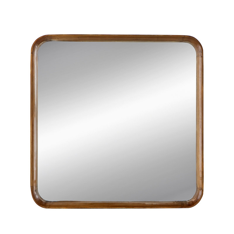32"X32" Square Mirror With Wood Frame, Wall Mirror For Living Room Bathroom Entryway