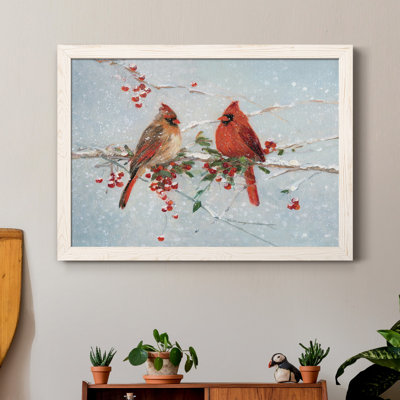 Cardinals in Winter - Reproduction d'art sur toile encadrée