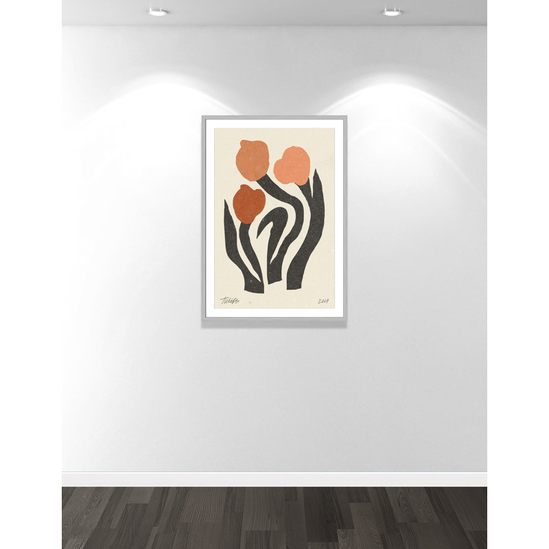Imprimé de fleurs modernes par NKTN, Matte Silver, 29.5'' W x 41.5'' H, Matted Print