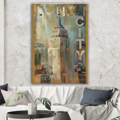 " Gold Vintage Empire State Building I " by Designart