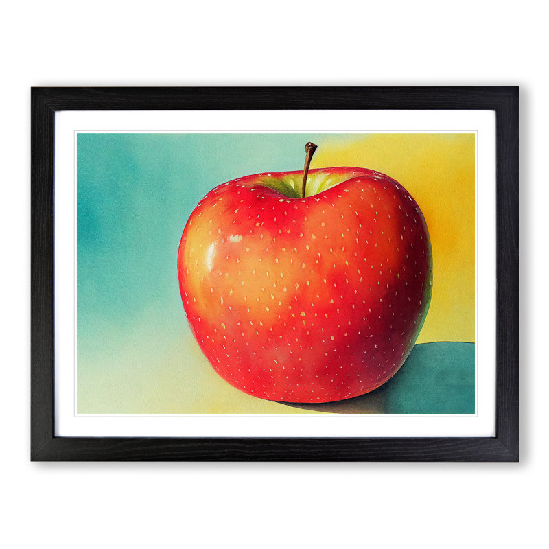 Single Apple Fruit Vol.1 - Single Picture Frame Print, Black Framed, 34cm H x 46cm W x 2cm D