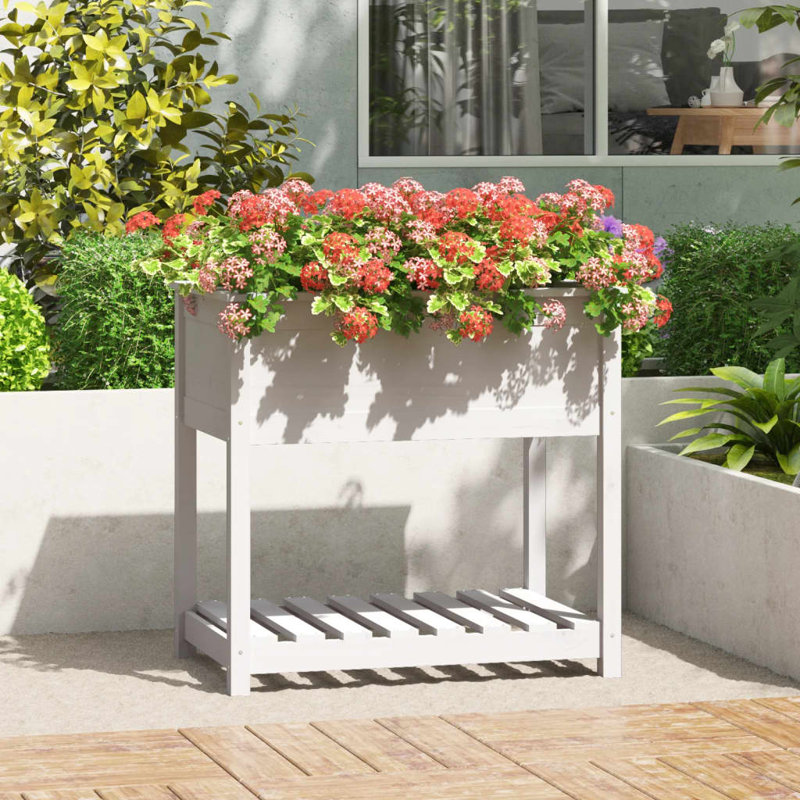 Aalap Wood Raised Garden Bed, White, 81cm H x 82.5cm W x 54cm D