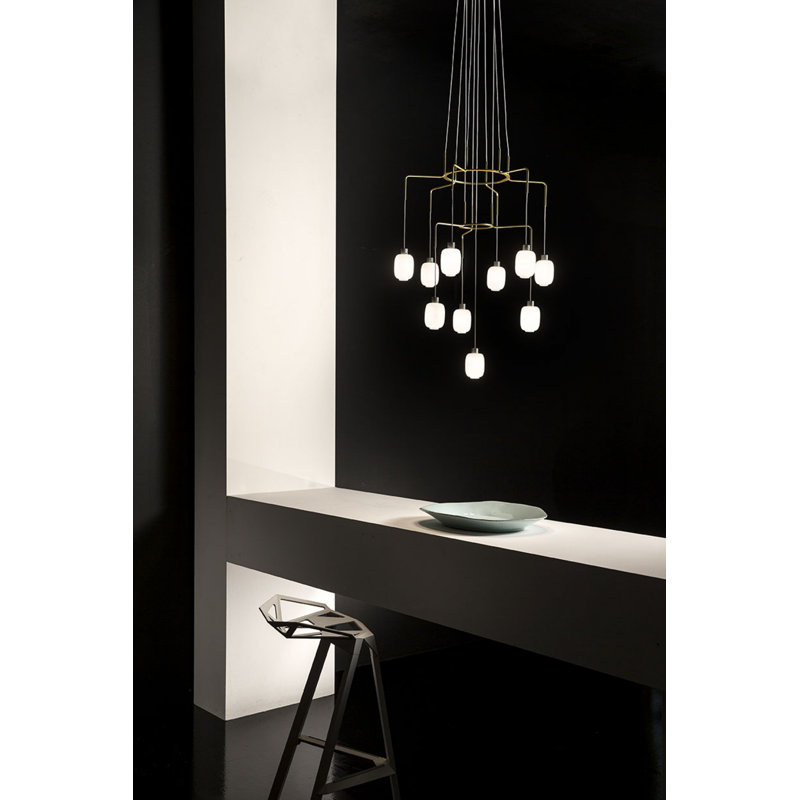 Chan 10 - Light Brass Cluster Pendant