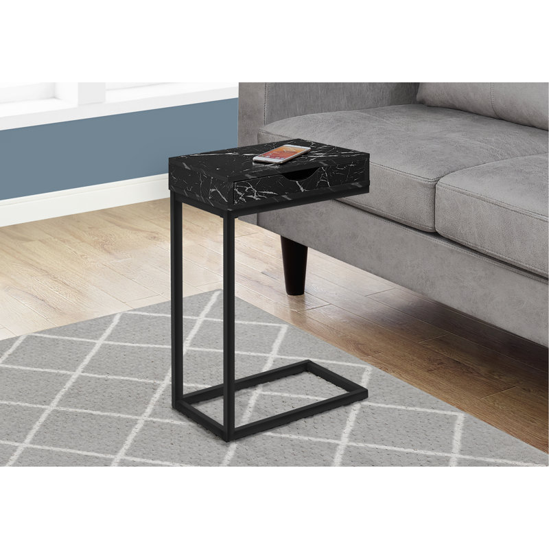 Accent Table, End Table, Side Table With Storage Drawer And Metal Base, Indoor End Table For Living Space
