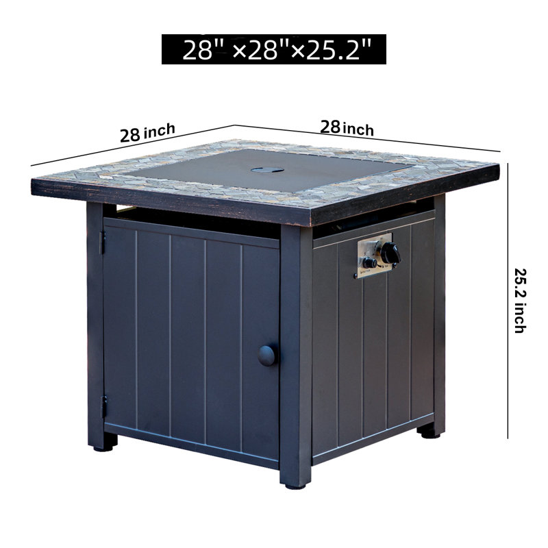 Table de foyer d'extérieur au propane en ardoise de 25 po x l 28 po H x 28 po