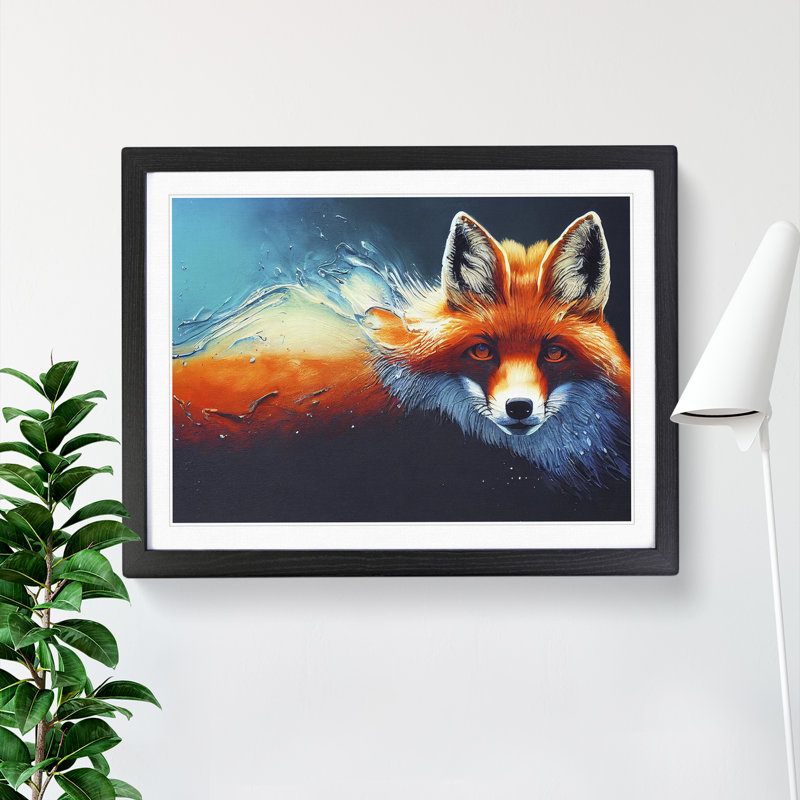 Fox Vol.1 - Single Picture Frame Painting, Black, 46cm H x 64cm W x 2cm D