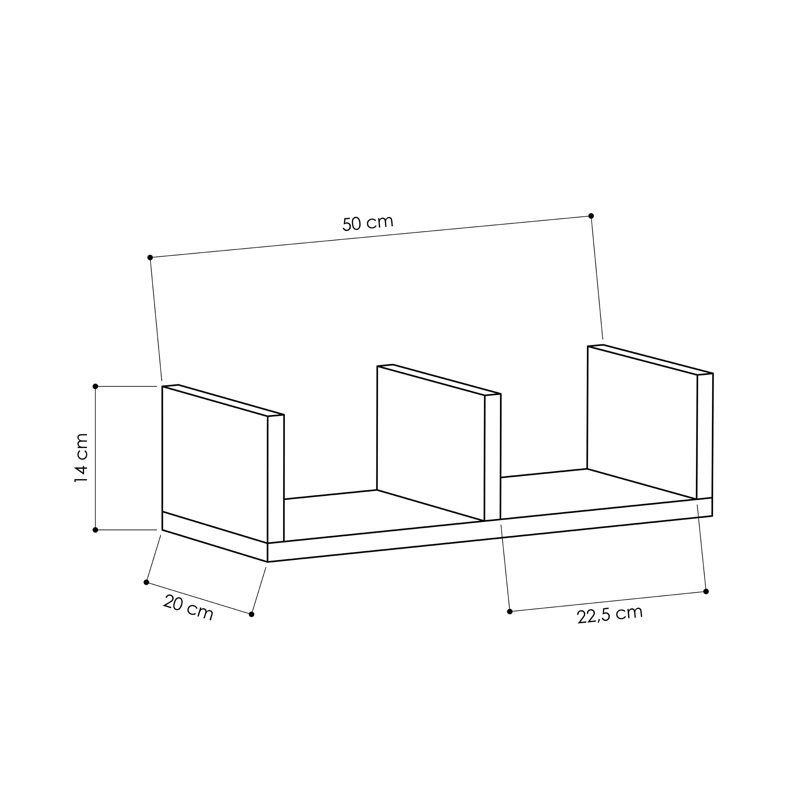 3 Piece Square Floating Shelf, White