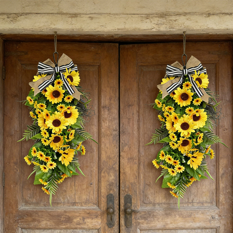 2Pack 24 po Printemps Été Teardrop Wreath