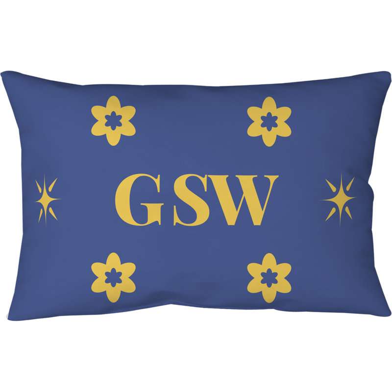 Coussin Khieu Basketball Lux, Rectangulaire, 39 pouces x 19,5 pouces, Or / bleu |