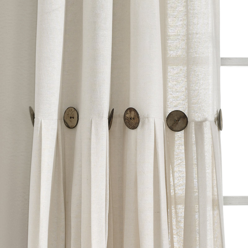 Off White Linen Blend Pleated Rod Pocket Window Panel