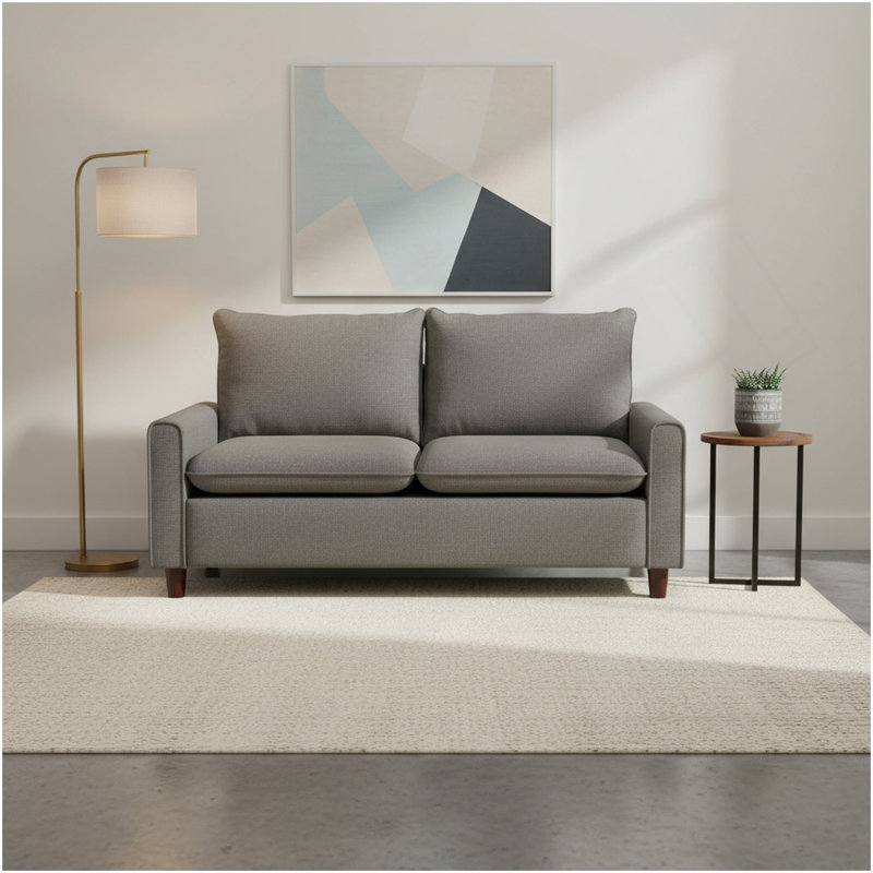 Canapé-lit en tissu contemporain contemporain, 30.31" W, Dark Grey Fabric, Gris foncé