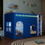 Lit mezzanine simple pour enfants avec guirlande lumineuse à DEL, bleu Klein
