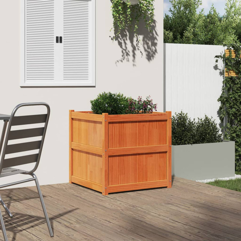 Wooden Kogut Flower Box, 1, 27.56" H x 35.43" W x 19.69" D, Natural Orange