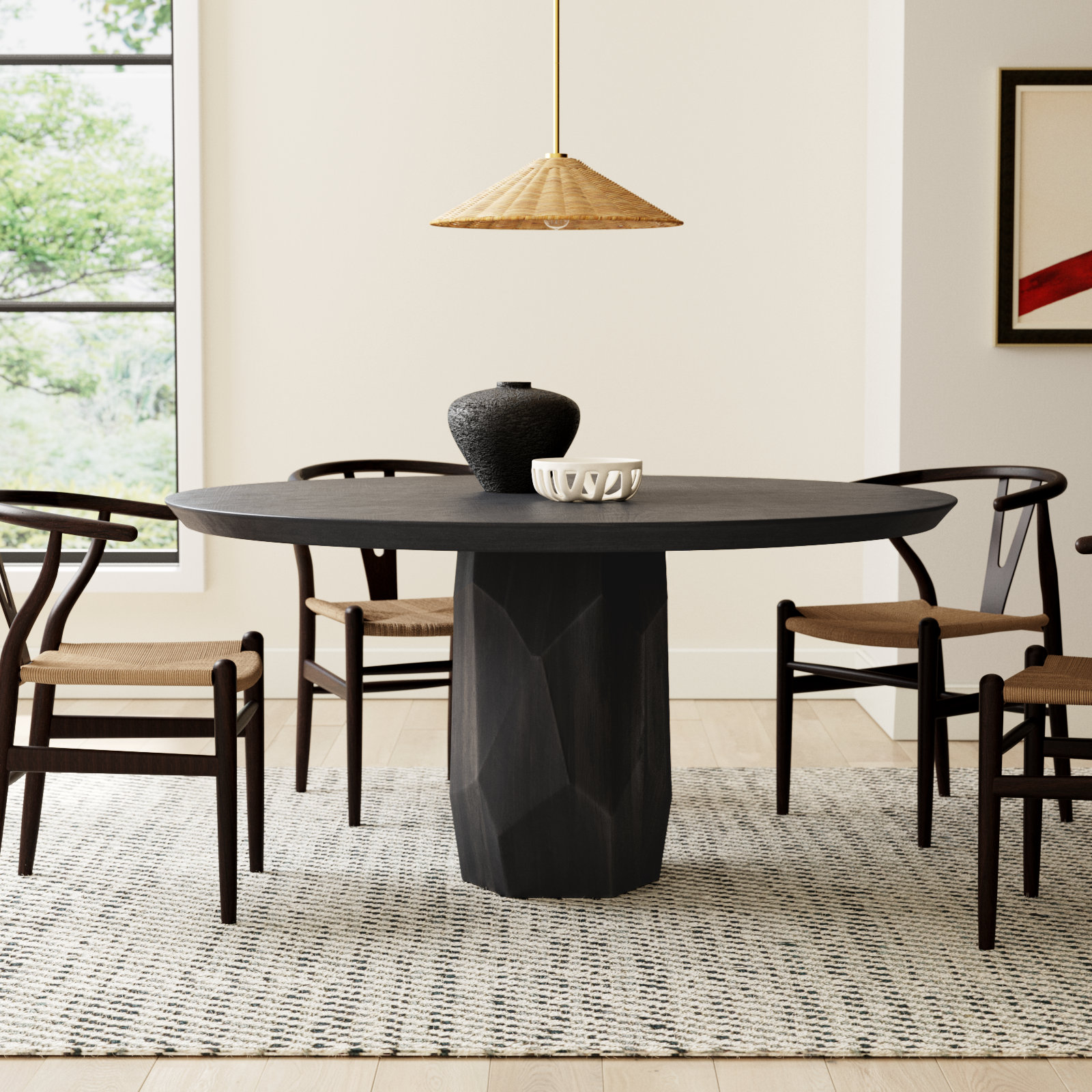 Modi 60'' Round Dining Table, Dark Gray