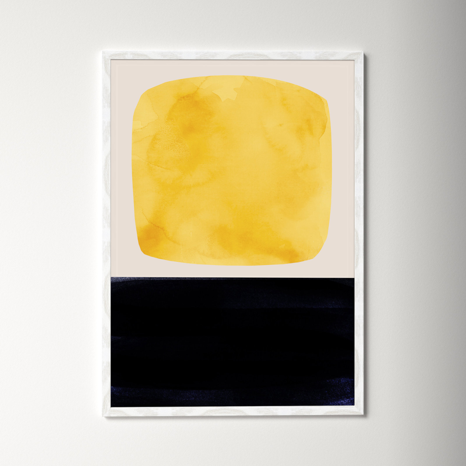 Boxed-Yellow by Aoibhne Hogan, White Wood Grain Paper, 35.5" H x 25.5" W x 0.75" D