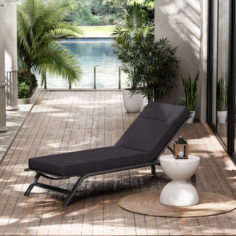 Outdoor Chaise Lounge Cushion – Weather-Resistant, Reversible, Plush Comfort, 21" W x 72" D, Gray