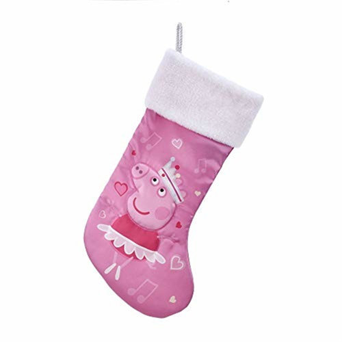 Kurt Adler Peppa Pig Pig White Cuff Christmas Stocking 