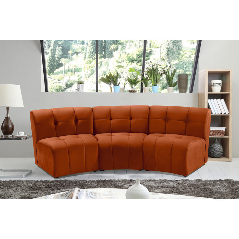 Jedson Velvet Sectional Symmetrical, Cognac Velvet