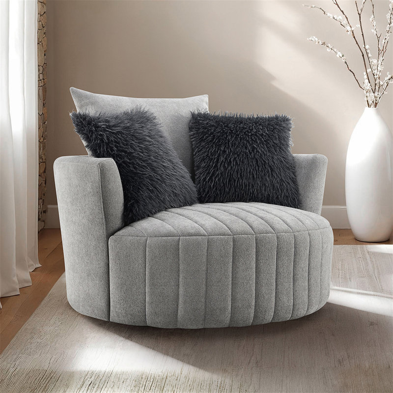 Chaise ronde touffetée et pivotante, Gris clair