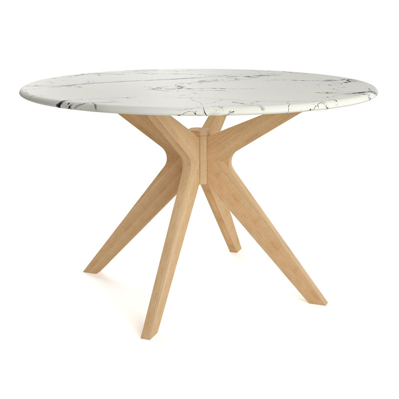 Gamino Round Solid Wood Base Dining Table, Natural