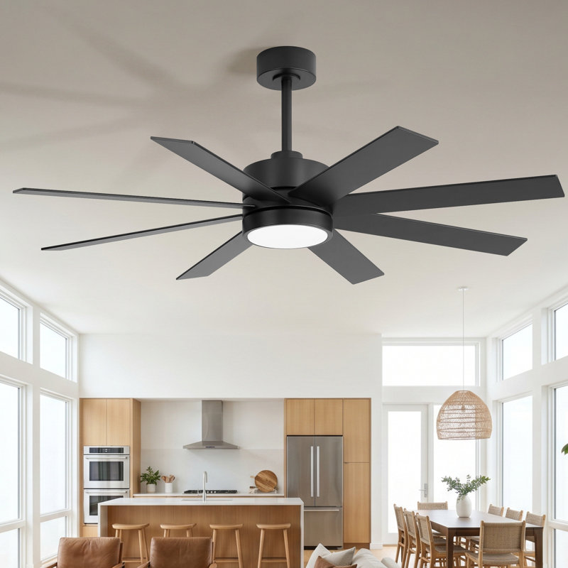 52-inch Large Ceiling Fan with Light Kit and Remote Control, 6 Speeds DC Reversible Motor, 3 Color Lights, Timer, 52" Wide