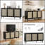 Grand buffet 59 po avec portes en rotin tissé à la main - entrée, console de rangement pour le salon (noir)-102134423