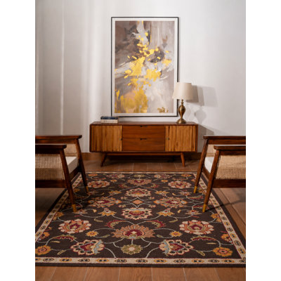 Gundhilde Hand Tufted Wool Eco-Friendly Area Rugs - 8 x 10, Rectangle, Brown Color, Oriental Design, High Pile Thick Handmade Anti Skid Area Rugs for Living Room, Bed Room