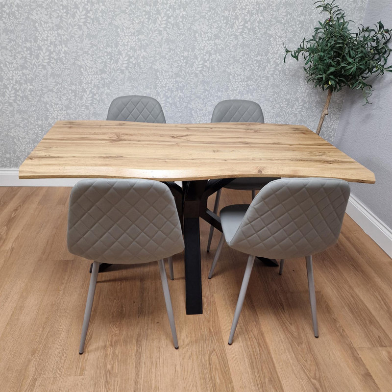 4 -Person Dining Set, 75cm H x 140cm W x 80cm D, Grey